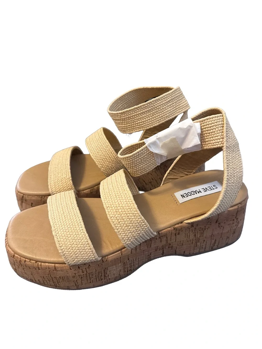 Steve Madden Women's Sashes Platform Sandals, Color: Natural, Size: 9M NWT
